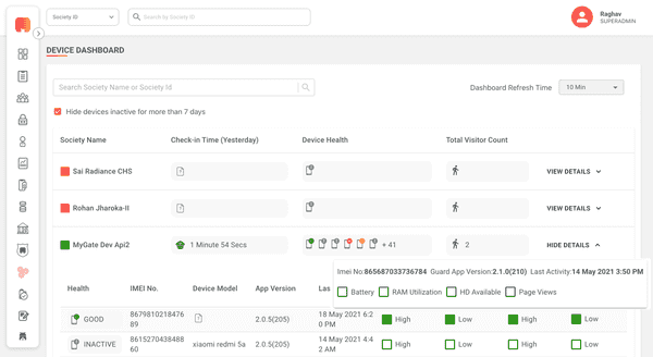 MyGate - Device Dashboard